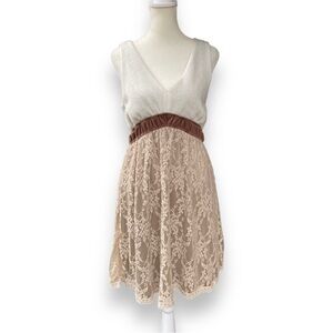 New 213 by Michelle Kim Mixed Texture Sleeveless Baby Doll Dress Size Large